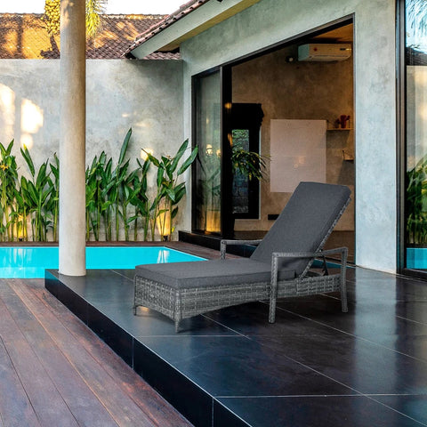 Rootz Lounge Chair – Sonnenliege – Gartenliege – Strandliege – Grau – 192 cm x 62,5 cm x 52,5 cm