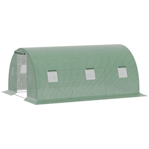 Rootz Greenhouse - Polykas - Inloop Poly Tunnel - Met 6 Ramen - Vorstbeveiliging - Donkergroen - 4.5L x 3B x 2H m