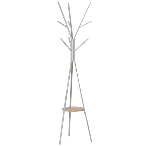 Rootz Kapstok - Kapstok - Kledingrek - 8 Haken Kapstok - Kapstok Met Plank - Staande Kapstok - Wit - 45 x 45 x 180 cm