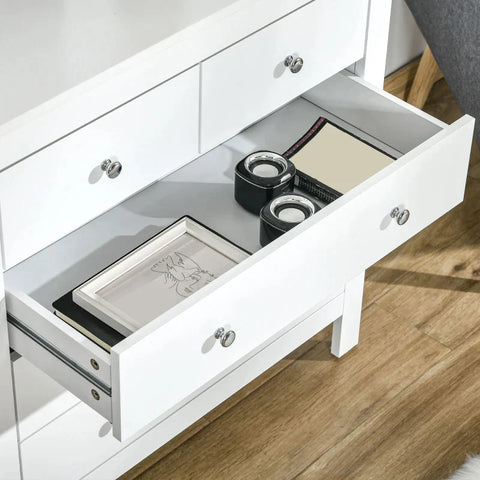 Rootz Chest of Drawers - Sideboard - 5 Drawer - Storage Cabinet - Metal Handles - Runners for Bedroom - White - 79 x 39.5 x 80.5 cm