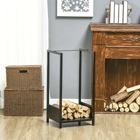 Rootz Firewood Rack - Up To 50 Kg - Powder-coated Steel - Powder Coating - Indoor+outdoor - Steel - Black -  39 x 35 x 76 cm