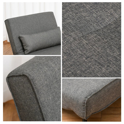 Rootz Single Sofa Bed - Slaapbank - Opklapbare Sofa - Verstelbare Rugleuning Ligstoel - Grijs - 95 x 95 x 80 cm