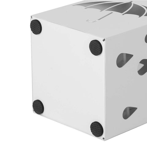 Rootz Umbrella Stand - Metal Umbrella Stand With Hooks - Modern Umbrella Stand - Tall Umbrella Stand - Umbrella Rack - Sheet Iron - White - 15.5 x 15.5 x 49 cm