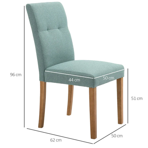 Rootz Dining Chair - Set Of 2 Dining Chairs - Dining Room Chair - Living Room Chair - Kitchen Chairs - Upholstered Chair - Retro Design Dining Chair - With Backrest - Green - 50 x 62 x 96 cm