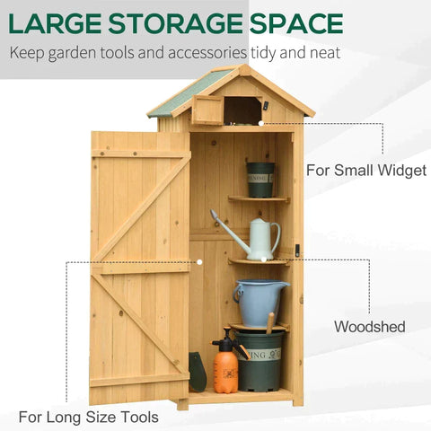 Rootz Garden Cabinet - Garden Shed - Tool Shed - Tool Shed With Shelves - Asphalt Roof - Window - Yellow + Green - 77 x 54.2 x 179 cm