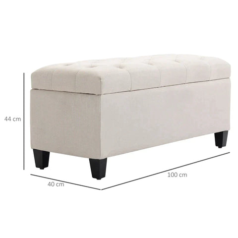 Rootz Bench Seat - Upholstered Bench - Chest Bench - With Storage Space - 100 cm x 40 cm x 44 cm