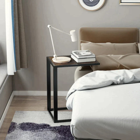 Rootz Side Table - C-shape Side Table - Coffee Table - Standing Table - Metal Mdf - Rustic Brown - 40.6 x 50.8 x 64.2 cm