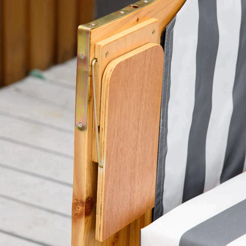 Rootz Beach Chair - Double Sun Lounger With Roof - Double Lounger With Cup Holders - Chaise Longue - 5-level Backrest - PE Rattan - Gray + White - 118 x 79 x 160 cm