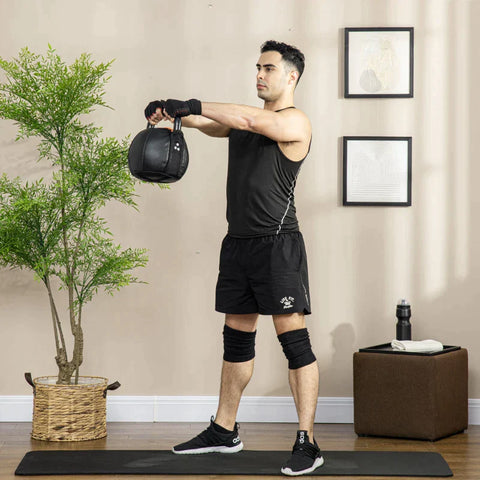 Rootz Kettlebell - 12 Kg - Flat Bottom - Steel Handle - Plastic Body - Black - 23 x 23 x 28 cm