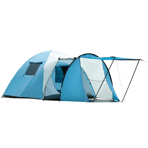 Rootz 3 Persoons Campingtent - Draagtas - Haringen - Trekkoord - Verwijderbare scheidingswand - Waterdicht - Blauw - 390L x 250W x 180H cm