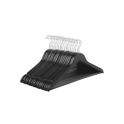 Rootz Hanger - Houten Hanger - Kledinghanger - Set Van 50 Hangers - Hangers Met Broekstang - Kleerhanger - Kledinghanger - Kledinghanger - Massief Hout - Zwart - 44,5 x 23 x 1,2 cm