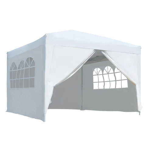 Rootz Folding Gazebo - Gazebo with 4 Side Walls - Window - Marquee with UV Protection - Garden Tent with Carry Bag - Patio - Steel - Oxford - White - 2.95 x 2.95 m