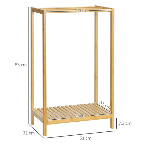 Rootz Towel Rack - Free Standing Towel Rack - With Bottom Shelf - 1 Shelf, 3 Towel Rails - Nature - 51cm x 31cm x 85cm