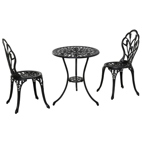 Rootz 3-piece Garden Table Set - Seating Group - Dining Set - Garden Furniture Set - Aluminum - Black - Ø60 x 67H cm
