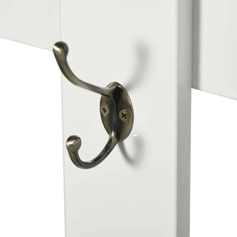 Rootz Wardrobe Set With Mirror - Shoe Cabinet - Bench - 6 Double Hooks - High-gloss Surface - High-gloss - White - 85L x 24W x 80H cm