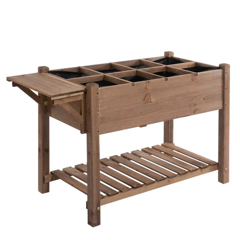 Rootz Houten Verhoogd Bed - Tuinplantenstandaard - Bloembak - Bloempot - Bloembed - Kruidenbed - 123 x 54 x 74cm