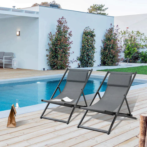 Rootz Klappstuhl – Klappbarer Gartenstuhl – Balkonstuhl – Campingstuhl – 2er-Set – Grau