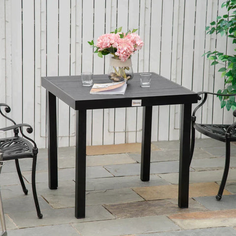 Rootz Outdoor Dining Table - Garden Table - Aluminum Table - Garden Furniture - Lounge Furniture - Aluminum/Plastic - Black - 80 x 80 x 74 cm