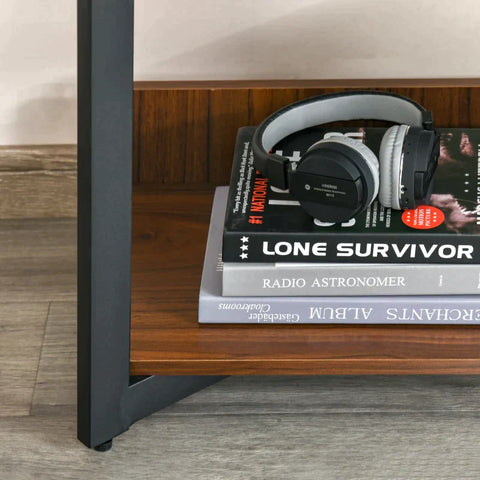 Rootz Bookcase - 4-Layer Design Living Room Shelving Unit - Standing Shelving Unit - Toy Rack with Anti-Tip Devic - Melamine Surface - Black+Walnut - 90x39x160cm