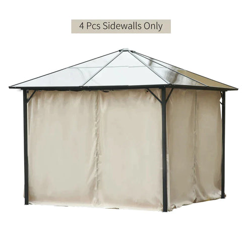 Rootz 4 Side Panels - Gazebo With Hooks - Side Panels For Gazebo - Side Panels Party Tent - Polyester - Beige - 302 x 205 cm