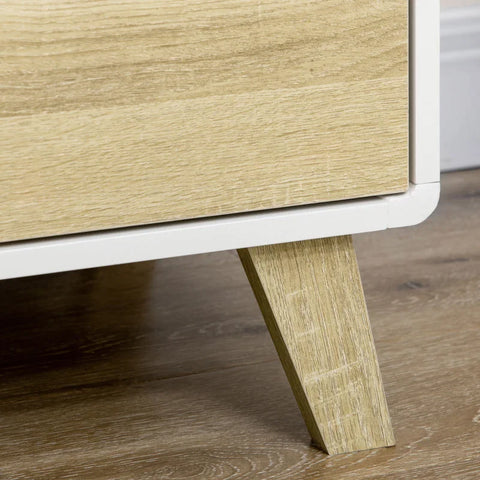 Rootz Chest Of Drawers - Sideboard - 6 Drawers - Minimalist Design - White + Wood - 80 x 40 x 95 cm