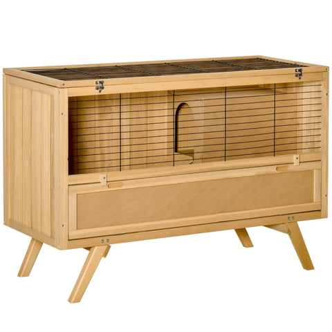 Rootz Dwergkonijnenhok - Knaagdierenhok - Knaagdierkooien - Dennenhout/Metaal - Geel - 120 x 50 x 82 cm