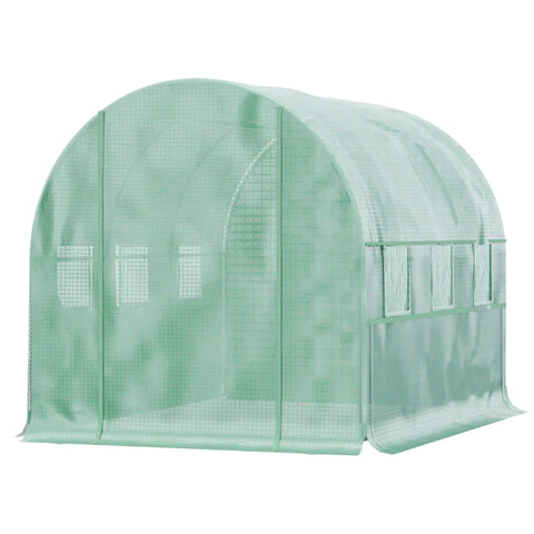 Rootz Greenhouse - Foil Greenhouse - Tunnel Walk-in Greenhouse - Plant House - Foil Tent - 6 Windows - UV Protection - Green - 2.95 x 2 x 2 m