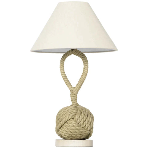 Rootz Table Lamp - Maritime Design - Hemp Rope - Living Room - Bedroom - Dining Room - Brown + White - 35L x 35W x 57.5H cm