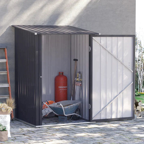 Rootz Garden Shed - Tool Shed - Steel Tool Shed - Storage Shed - Dark Grey - 100 x 103 x 160cm