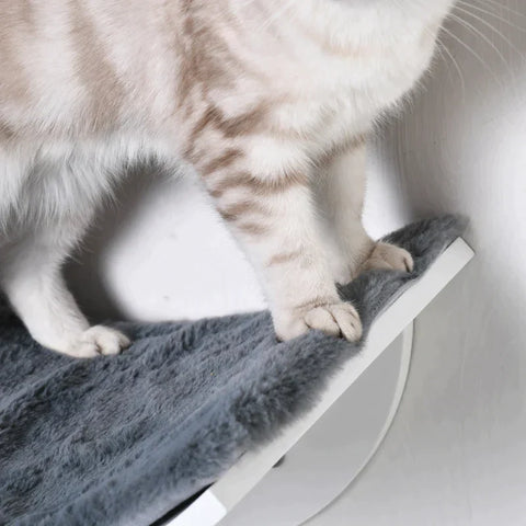 Rootz Cat Bed - Cat Lounger - Cat Wall Lounger - Cat Bed - Cat Shelf - Wall Mounting Plush Pad - Wit/Grijs - 41 x 28 x 21 cm