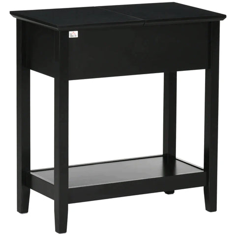 Rootz Console Table - Retro Design Console Table - with Storage Compartment and Shelf - Black - 28.2cm x 56.5cm x 60cm