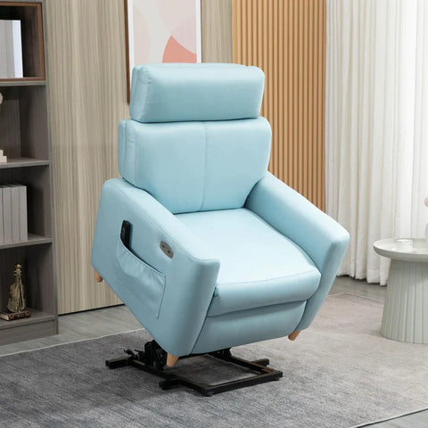 Rootz Electric Stand-Up Chair - Stand-up Chair - Relaxation Chair - With Stand-up Aid - Reclining Function - Remote Control - Light Blue - 81 x 91 x 103 cm