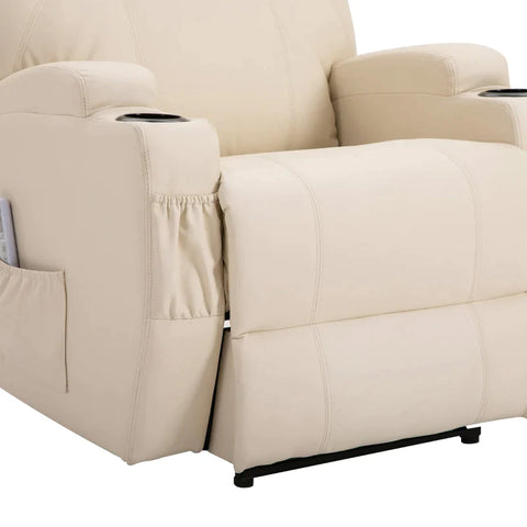 Rootz Massage Chair - Electric Relaxation Chair - Tv Chair - Massage Function - Reclining Function - Artificial Leather - Wood - Metal - Foam - Beige - 82 x 97 x 110 cm