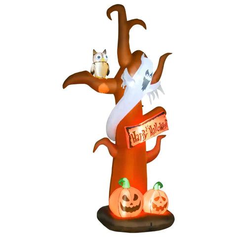 Rootz Halloween Inflatable Tree - Pumpkin Ghost - Halloween Decoration - With LED Lights - 156cm x 107cm x 274cm