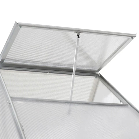 Rootz Aluminum Greenhouse - Garden House With Window Door - Plant House - Weather-resistant - Silver - 193 cm x 126 cm x 205