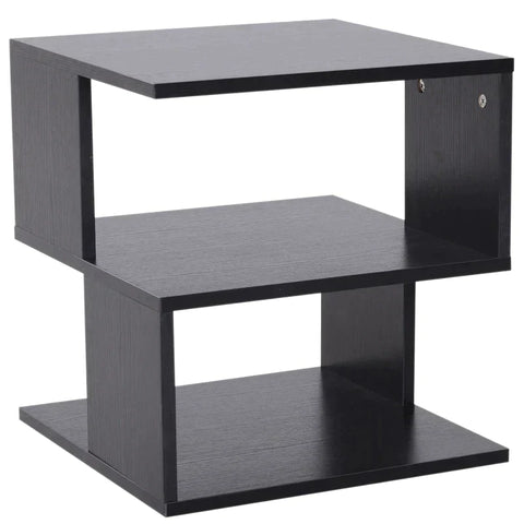 Rootz Side Table - 2-tier Side Table - Bed Table With Modern Design - Coffee Table For Office - Living Room - Dining Room - Black - 40 x 40 x 43 cm