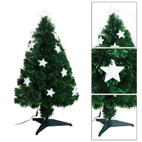 Rootz Christmas Tree - Artificial Christmas Tree with LED Lights - Christmas Decorations - Plastic - Green - Ø45 x 90H cm
