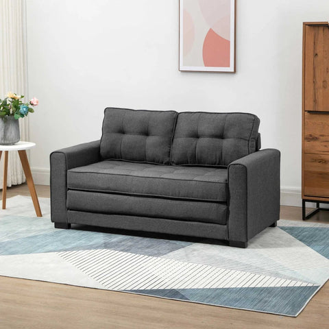 Rootz Sofa Bed - Folding Sofa - 2-Seater Fabric Sofa Bed - Sofa - Sofa - With Sleeping Function - Sofa Set - Grey - 147.5 x 75 x 85 cm