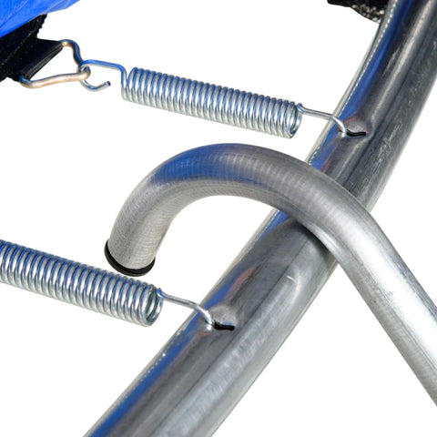 Rootz Trampoline - Tuintrampoline Met Veiligheidsnet - Randafdekking - Gestoffeerd - Staal - Zwart + Blauw - 345L x 345B x 250H cm