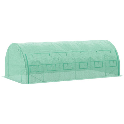 Rootz Greenhouse - Polytunnel Greenhouse - Walk-in Greenhouse Met Oprolbare Covers - UV Bescherming - Stalen Buis - Groen - 590L x 300B x 200H cm