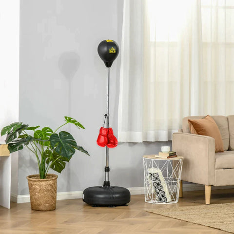 Rootz Punching Ball Set - Standing Box - Fitness Punching Bag Training Set - Height-adjustable With 1 Pair Of Gloves - Suitable For Professionals And Beginners - Black - 45L x 45W x 133-151H cm