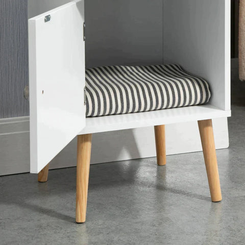Rootz Bedside Table - Side Table - Sofa Table - With Drawer And Cupboard Compartment - MDF - Natural/White - 40 x 40 x 71 cm