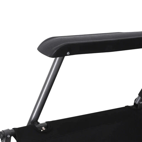 Rootz Sonnenliege mit Kissen – faltbare Strandliege – 2-stöckige Gartenliege – 2-in-1-Entspannungsliege – Metall + Oxford-Stoff – Schwarz – 118 x 60 x 80 cm