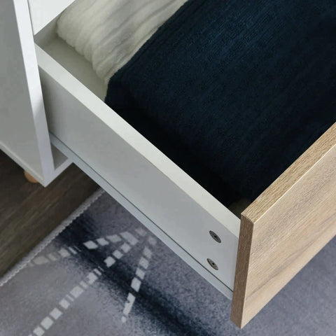 Rootz Wardrobe - Wardrobe With Rod Drawer - Living Room - Bedroom - White/Natural - 80 x 40 x 180 cm