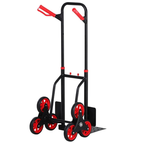 Rootz Steel Climbing Stairs Trolley - Steel Trolley - Hand Trucks - 6-wheeled Trolley - Foldable Hand Truck - Load Carrying Hand Truck  - Black & Red - 120kg