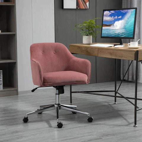 Rootz Office Chair - Desk Chair - Working Chair - Swivel Chair - With Rocker Function - Pink - 61 X 59 X 80.5-90.5 Cm