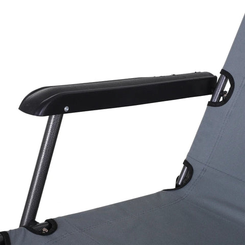 Rootz Sonnenliege – Gartenliege – Entspannungsliege – faltbare Strandliege – Metall + Oxford-Stoff – Grau