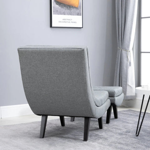 Rootz Armchair - Relaxation Lounger - Chaise Longue - Rubber Wood Legs - Armchair With Footstool - Gray - 65 x 100 x 84 cm