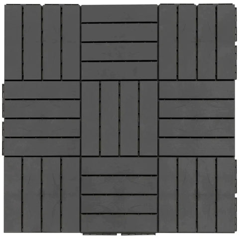 Rootz Patio Tiles - Floor Tiles - Set Of 9 Floor Tiles - Click Mechanism - Wood Grain - Black - 30 x 30 x 2 cm