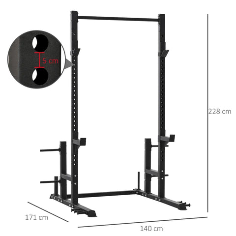 Rootz Weight Bench - Multi-Gym - Gym Weight Bench - With Pull-up Bar - Steel - Black - 140 x 171 x 228 cm